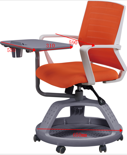 Modern fashion folding disc chair with casters and writing board