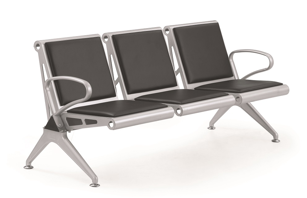 3-seat Metal Airport Waiting Chair with PVC Cushion waiting room chair