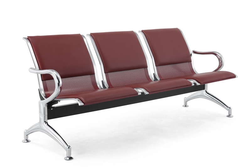 2 seats public waiting chair for airport seating, chrome steel airport chair W9601-2