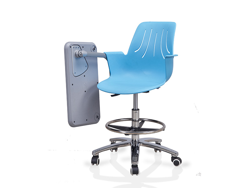 Elegant office chairs metal frame plastic student chair with casters and writing board