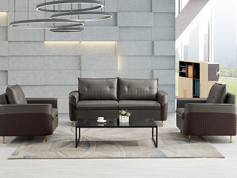 Black boss office manager room PU leather sofa set decorative Business visitor outdoor sectional sofa
