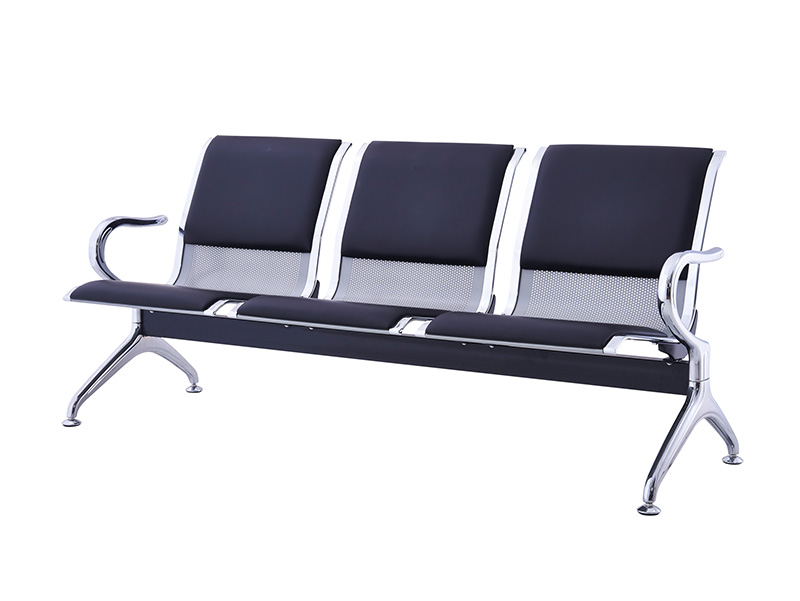 Hot sale metal 3  seat airport public chairs hospital black pu waiting chair