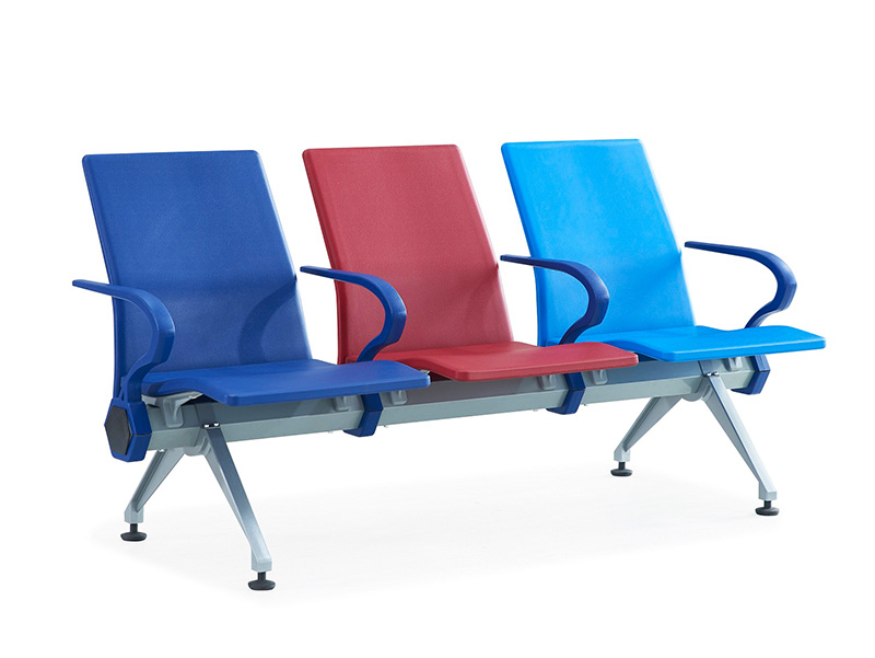 Multi color customer chairs 3-seater pu foam waiting chair waiting area beam airport bench seating