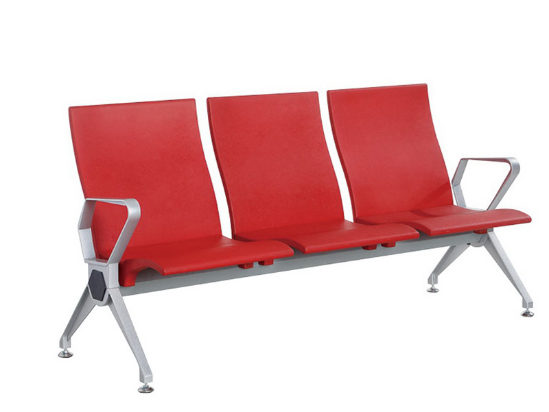 Red 1-5 seater pu foam public waiting chairs Medical Bus station Airport waiting chair with Armrest
