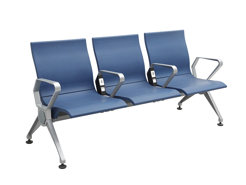 3-seater bank waits chairs airport metal waiting chair with charging socket