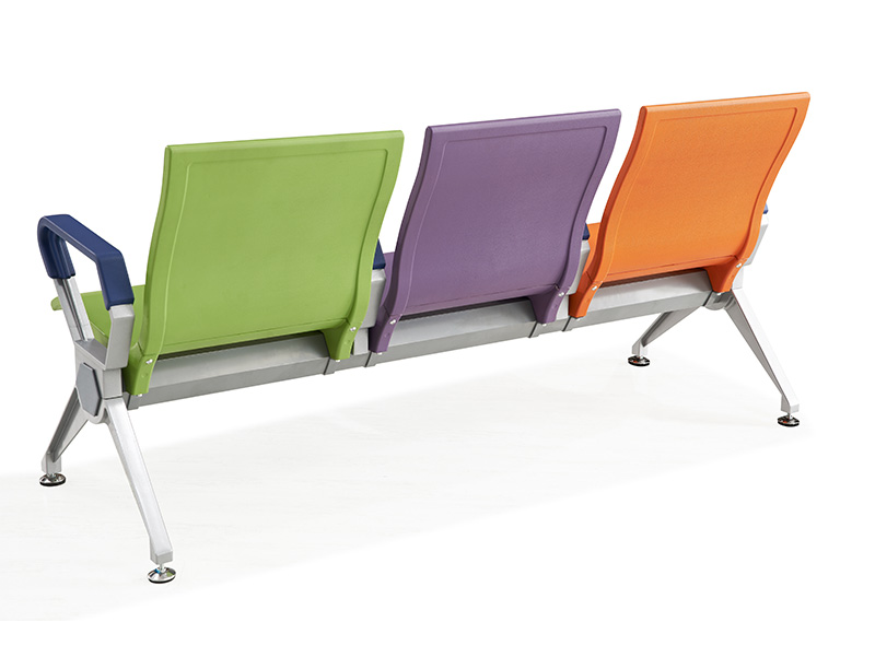 Aluminum 3-seater pu foam waiting chair Orange purple and green link seating airport waiting chairs