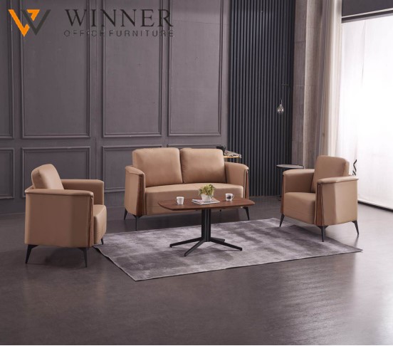 Sitting area 3seater home furniture with metal legs boss pu modern leather office sofa set W8899