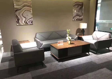 Sitting area Hotel Office reception sofa commercial office visitor leather sofa with Metal legs