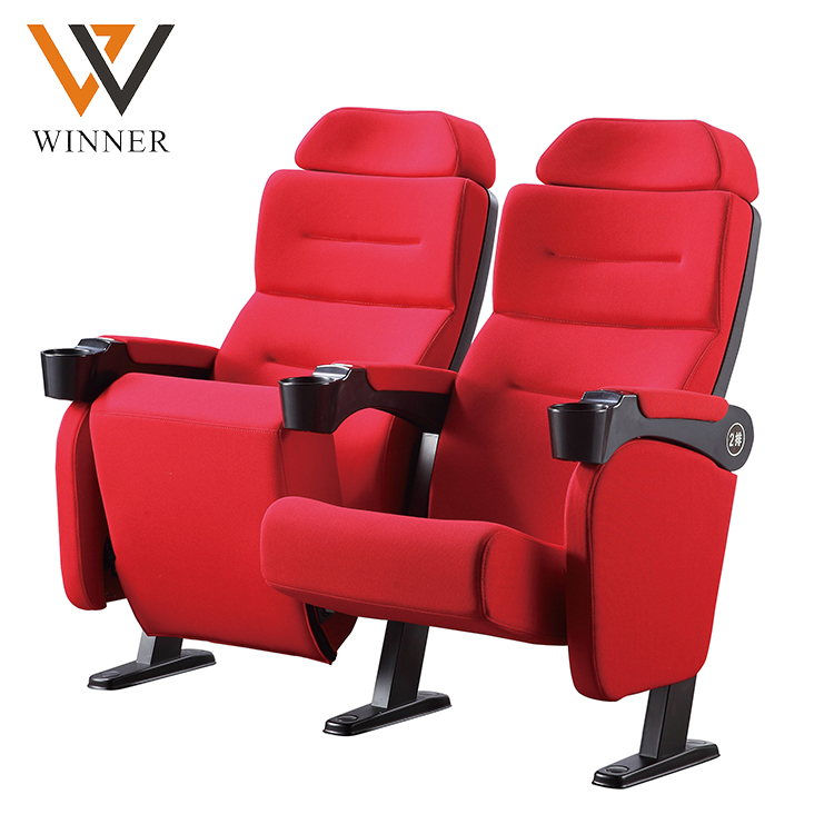 Metal outdoor theater recline seating rocking modern hall folding cinema chair with cup-holder