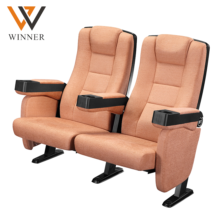 modern 3d 4d 5d two Metal cinema seat brown folded auditorium push back theater chair with cup holder