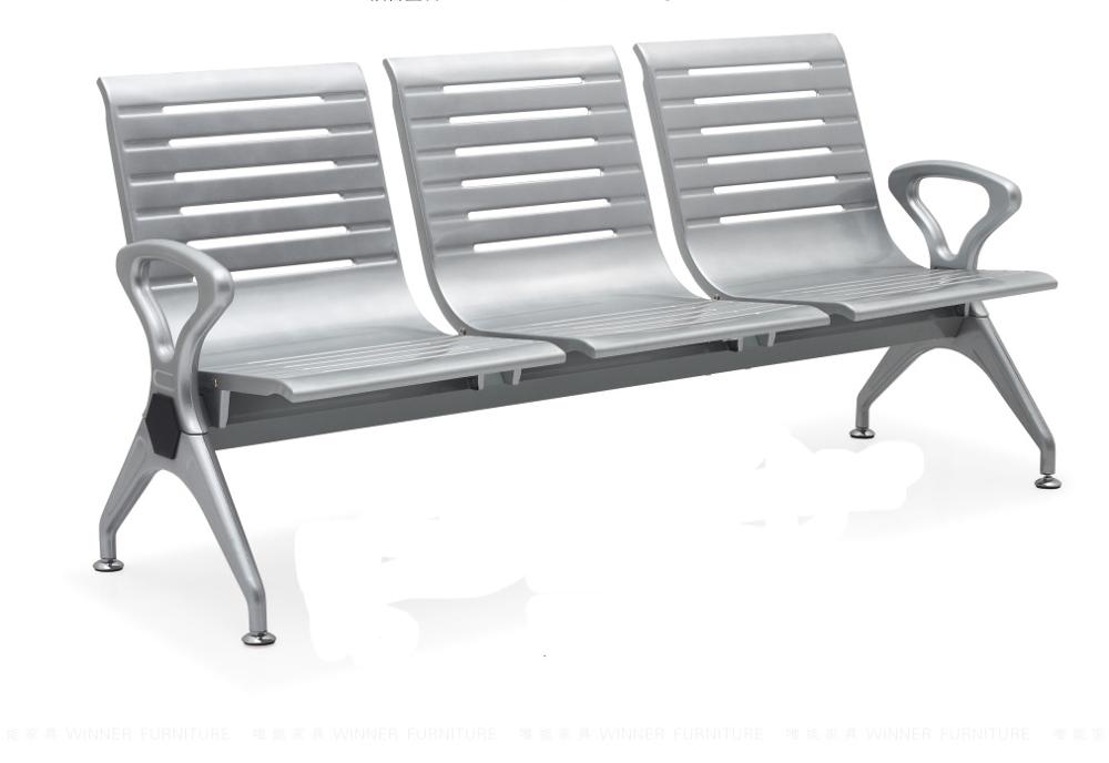 Outdoor Metal Paint Bench Arm Public Seating 3 seat airport waiting chair