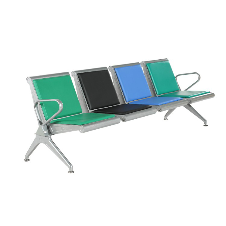 Durable PU Cushion Airport Waiting Room Long Bench Chair