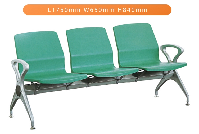 OEM public bench chair modern waiting room chairs pu foam 3-seater waiting Iron airport chair with backrest