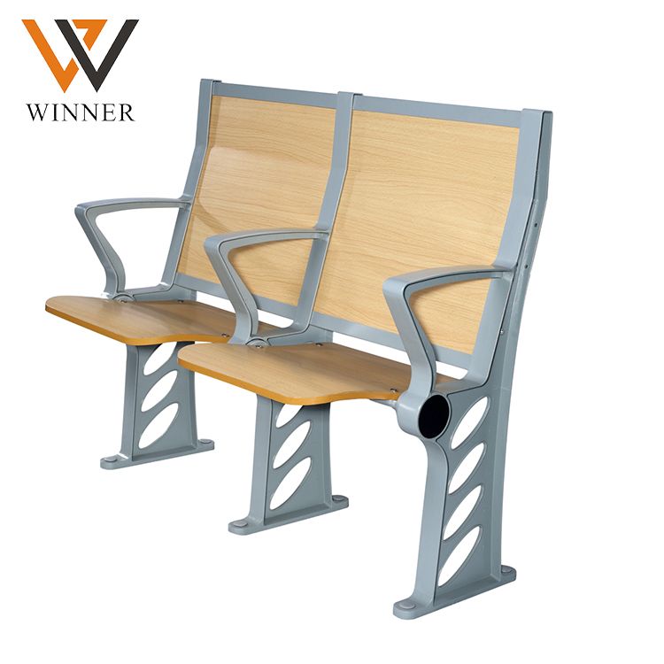 high furniture student school fold ladder desk wood backrest college student chairs with Armrest
