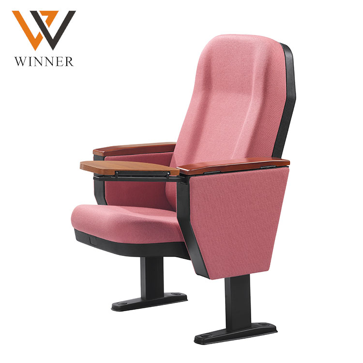 Pink folds standard size auditorium metal church seat university Government lecture hall chair with writing pad
