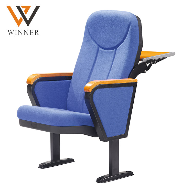 Meeting Hall Centre Training theatre seating folded home blue auditorium chairs with writing pad