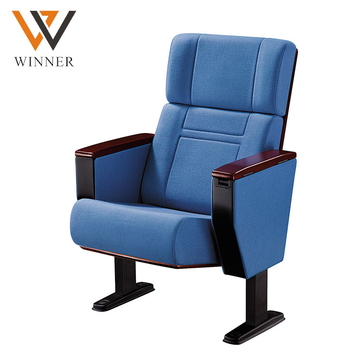 Blue folded standard size auditorium metal church seats assembly conference lecture hall chairs