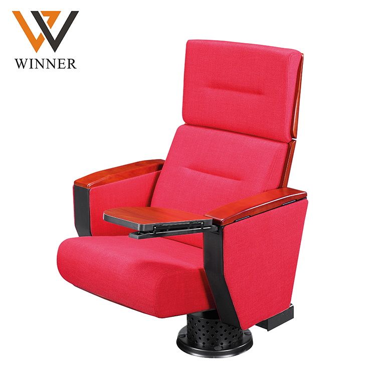 Training lecture Classroom theatre chairs Round feet folded red optional color metal auditorium chair