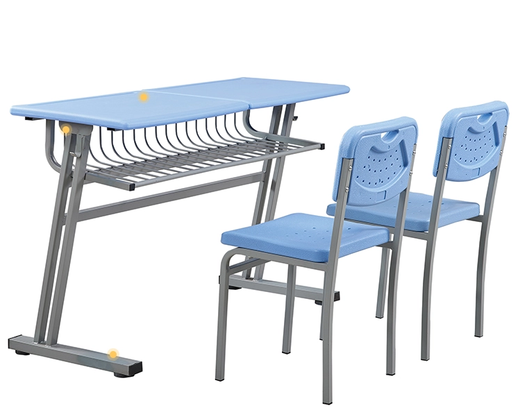 classroom study table and chairs student furniture PE plastic table double seat school desk chair set for educational