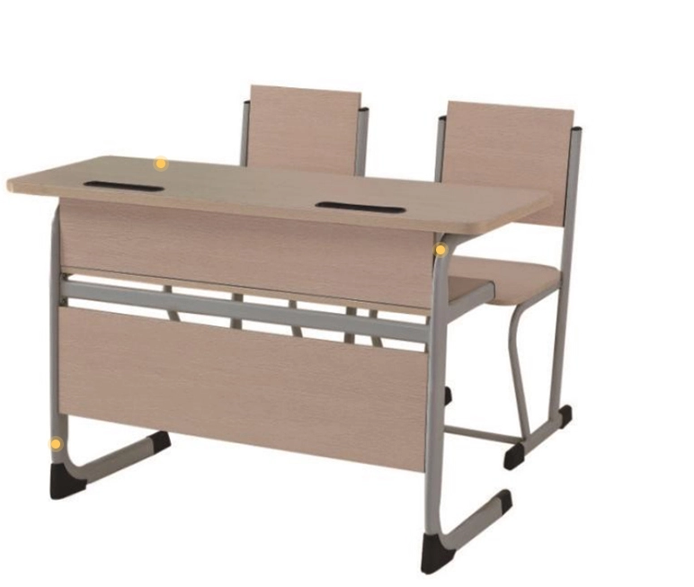 college school student double desk and chair classroom study table with attached chair