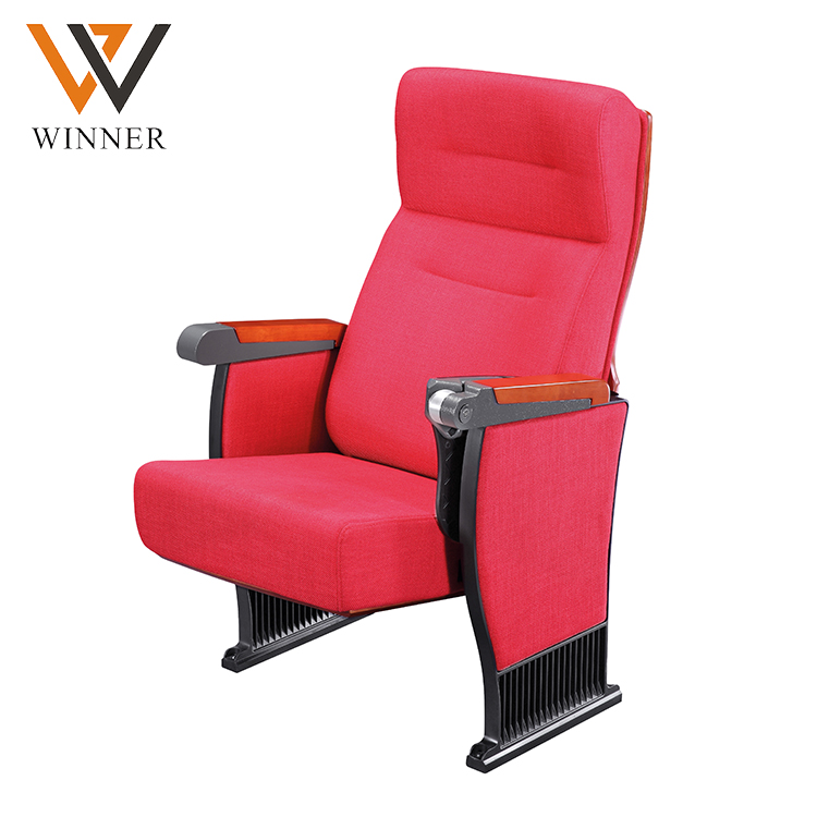 red color cushion movable assembly hall seating folding Fabric standard size auditorium chair