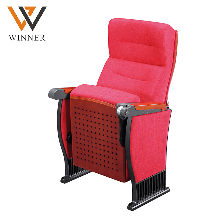 red color cushion movable assembly hall seating folding Fabric standard size auditorium chair